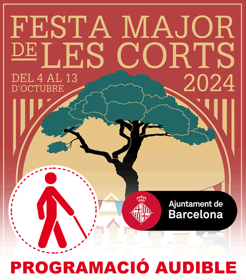Benvinguts al Programa Accessible de la Festa Mashor de Les Corts dos mil vint i quatre. La portada del programa gira entorn a la germanor que se genera en un sopar popular, d’aquells que sempre es fan per festa major i que conviden al veïnat a compartir una estona fora de la rutina del dia a dia, amb l’escenari de la Colònia Castells i el Pi de les Corts de fons. Com és també tradicional a festa major, no hi falten els gegants i el gegantó de l’avi del Barça, ni les desenes de veïns i veïnes de totes les edats gaudint de la gresca, amb música, balls i bona convivència. Pulsar el botó de baix per comenssar